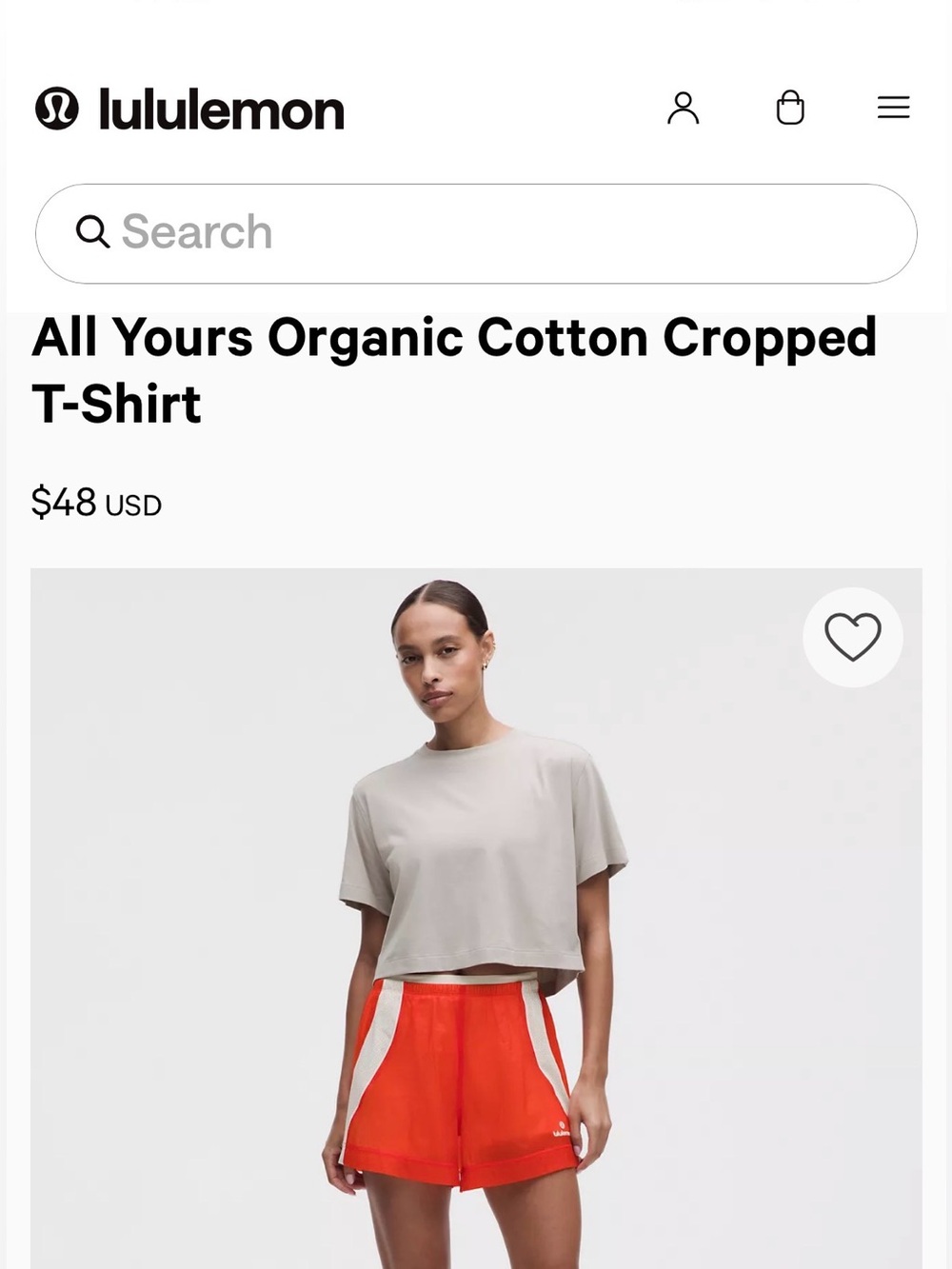 Lululemon All Yours Organic Cotton Cropped T-Shirt NWT
